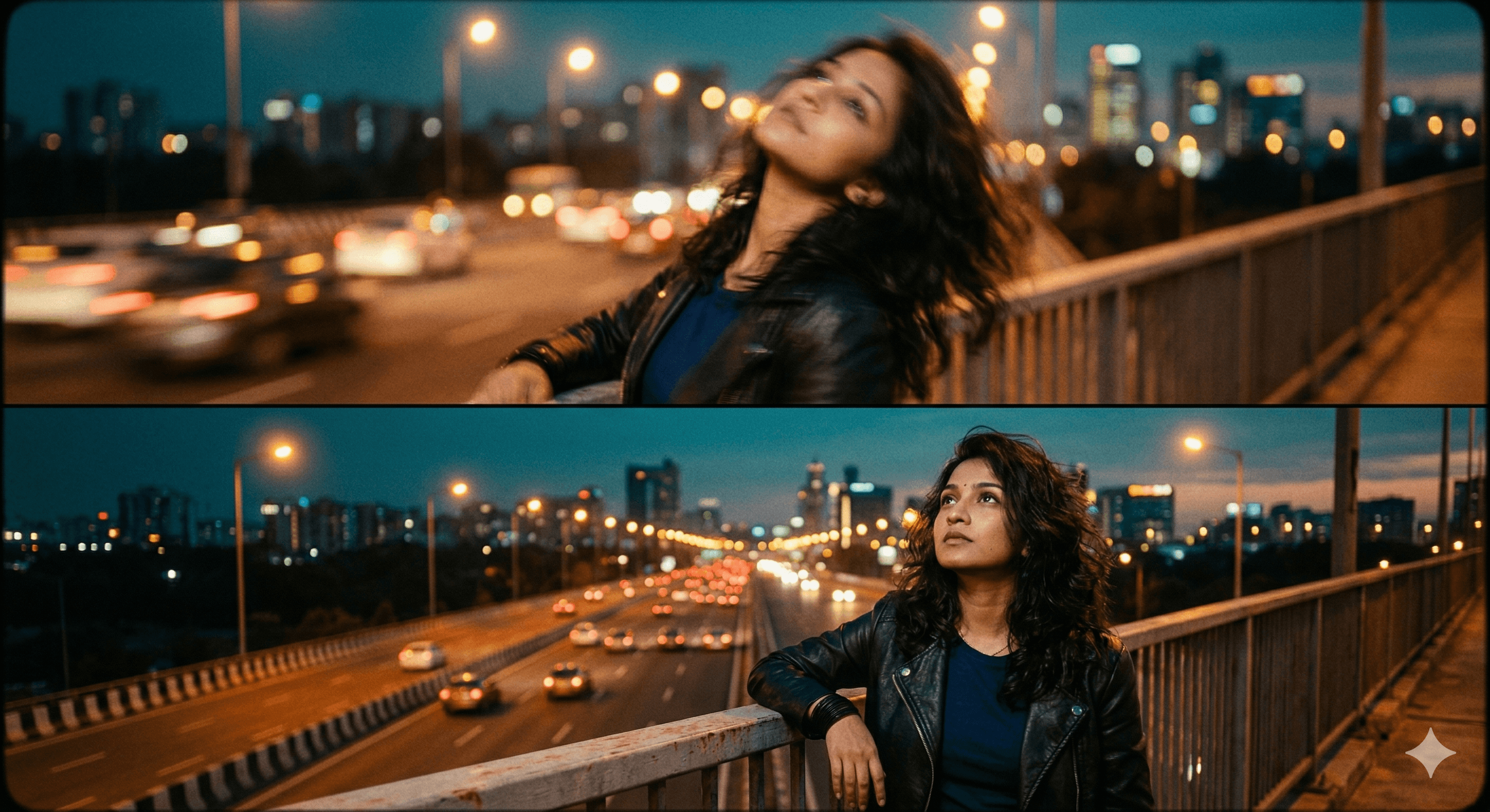 Cinematic Split-Shot Diptych (Midjourney)