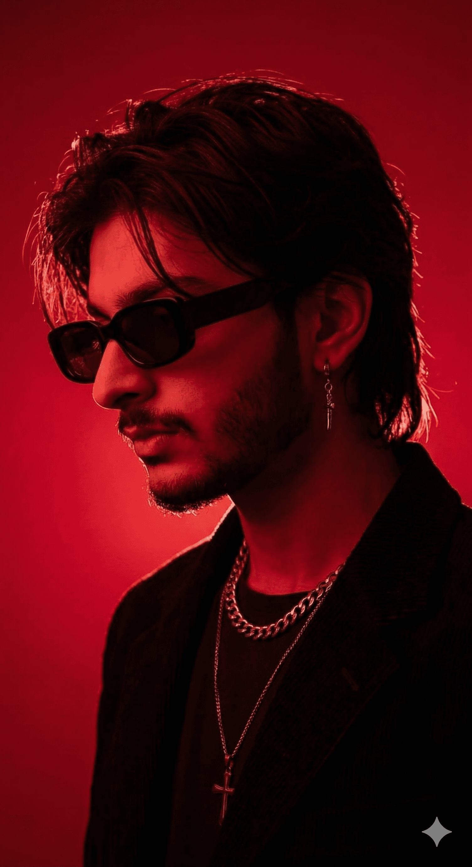 Cool Side Pose With Red Background